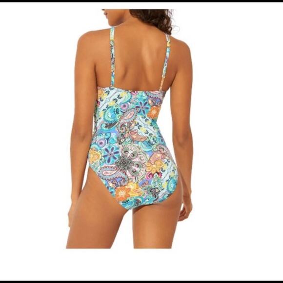 Bleu Rod Beattie Floral Paisley Print One Piece Swimwear NWT Sz 6 Blue - Picture 2 of 5